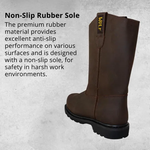 Miniatura 8 de WOLF Bota de Trabajo 100% Cuero Superior Genuino Resistente al Aceite y a la Abrasión Peligros Eléctricos Suela de Goma Antideslizante