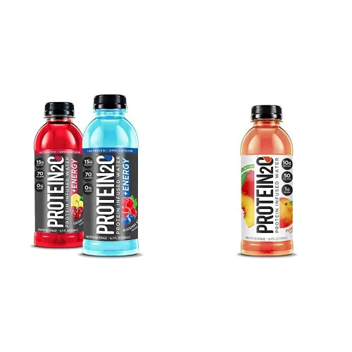 Protein2o Paquete variado de agua con infusión de proteína de suero de leche, durazno mango y más sabores, botella de 16.9 onzas (12 unidades)