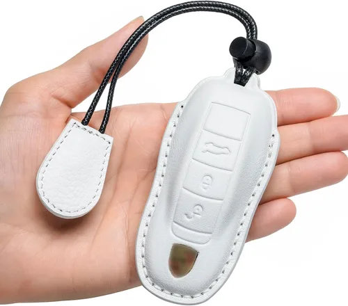 para Funda de Llavero de Cuero Genuino con Keychain, Protector de Estuche de Llaves de Cuero Compatible con Panamera, 911, Cayenne, Macan
