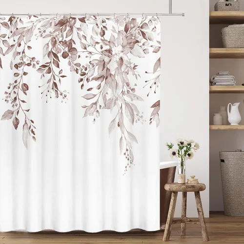Miniatura 78 de Tititex Spun Sugar - Juego de cortinas de ducha de eucalipto azul claro, hojas de acuarela brillantes en la parte superior, decoración floral
