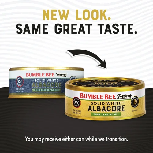 Miniatura 6 de Bumble Bee Prime Atún Blanco Sólido de Albacore en Aceite de Oliva, Lata de 5 oz - Atún Premium Capturado Silvestre - 30g de Proteína por Porción