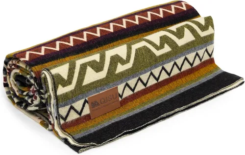 QISU Manta de Lana Tipo Throw | Grande, Hermosa, Cálida, Hecha a Mano en Ecuador por Artesanos Locales | 94″ x 78″ | Ultra Suave, Hipoalergénica y