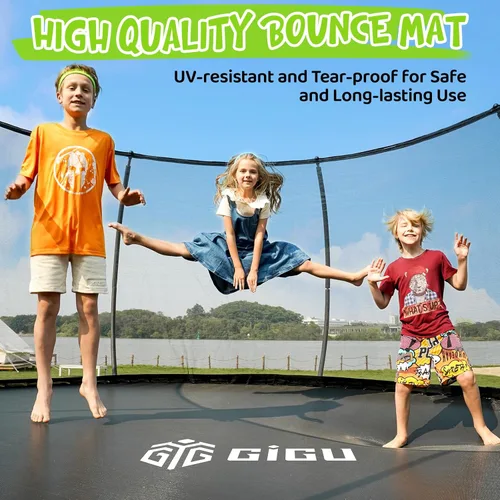 Miniatura 3 de Gigu 10FT 12FT 14FT 15FT 16FT Recreational Trampolines with Enclosure Net and Ladder and Anti-Rust Coating, ASTM Approved Trampoline Outdoor for