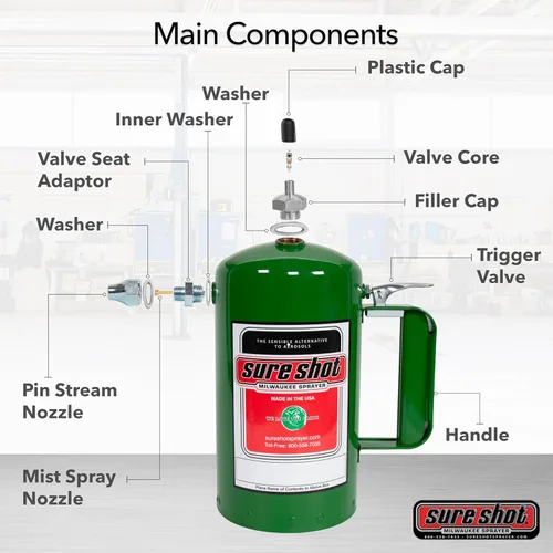 Miniatura 4 de SURE SHOT A1000G - Pulverizador sin aerosol de 1 cuarto de galón, pulverizador presurizado rellenable para aceite, solvente, desengrasantes