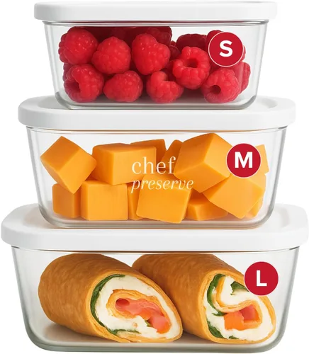Miniatura 7 de Chef Preserve Recipientes de sellado al vacío de vidrio para preparación de comidas, almacenamiento de alimentos, hechos para sellador al vacío