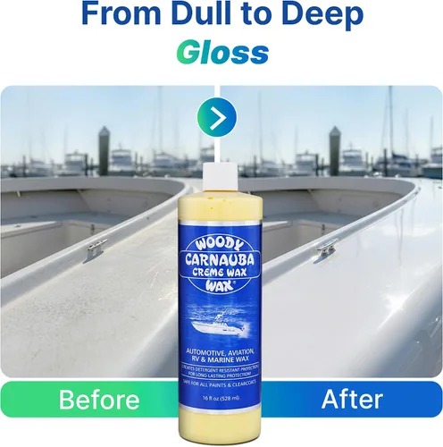 Miniatura 4 de Woody Wax Cera de crema de carnauba, cera profesional de alto brillo marino, RV y aviación, protección UV para pintura y capa transparente