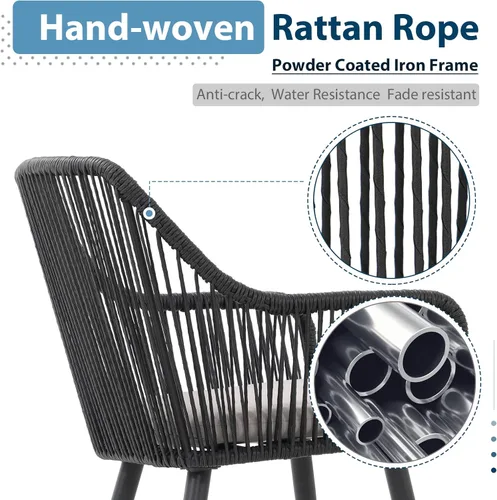 Miniatura 7 de JOIVI Juego de 2 sillas de comedor para patio, sillas de ratán al aire libre con reposabrazos y cojines para césped exterior, jardín, patio