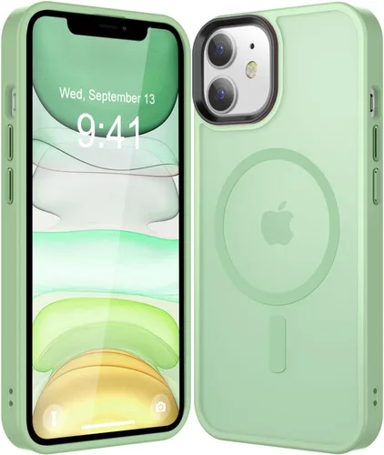 Miniatura 77 de Fuerte magnético para iPhone 11, compatible con Magsafe, [resistente a caídas de 13 pies] Funda trasera translúcida mate con sensación de piel