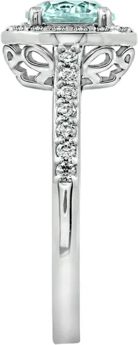 Miniatura 3 de Tienda Collection Platinum or Gold Plated Sterling Silver Round Halo Ring Made with Infinite Elements Zirconia