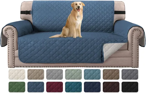 Miniatura 79 de H.VERSAILTEX Funda de sofá resistente al agua para sofá de 3 cojines, reversible, protector de muebles acolchado con correa elástica, funda de sofá