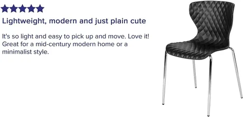 Miniatura 4 de Pemberly Row Silla de comedor de plástico moderna en negro y cromado