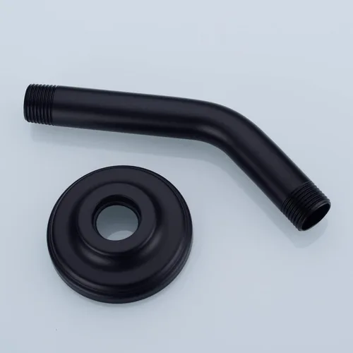 Miniatura 5 de Brazo de ducha en ángulo de 6 pulgadas con brida de acero inoxidable montado en la pared para cabezal de ducha superior, negro mate