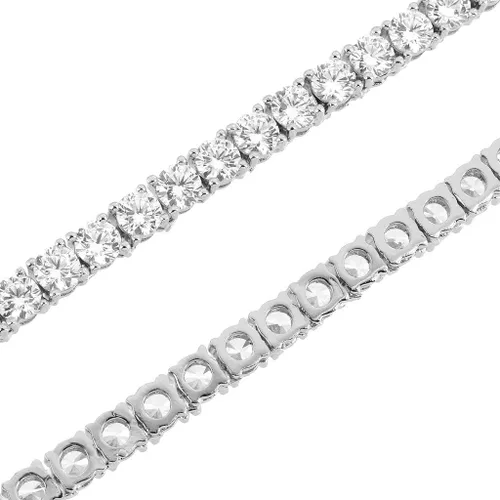 Miniatura 2 de White 3mm Solitaire One Row Tennis Link Bling Choker Necklace 18-24 Inch Chain Hip Hop
