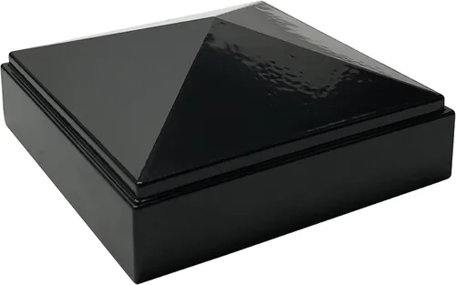 Miniatura 9 de Tapa de poste piramidal de aluminio de 3 x 3 pulgadas para postes de metal, ajuste a presión, color negro con recubrimiento en polvo, resistente al