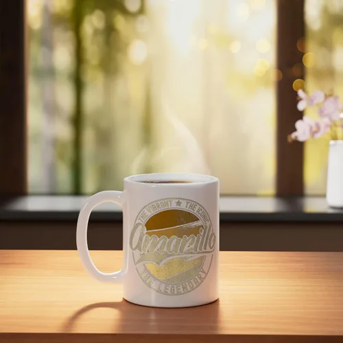 Miniatura 3 de Amarillo TX Texas Vintage Distressed Ceramic Mug, Black/White