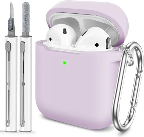 Miniatura 23 de Funda Protectora para AirPods 1/2, viene con kit de limpieza, funda protectora de silicona suave con hebilla, compatible con estuche de carga