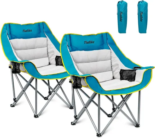 Miniatura 13 de Silla de campamento de gran tamaño para adultos – Silla plegable resistente con portavasos, bolsillo de almacenamiento y bolsa de transporte – Silla