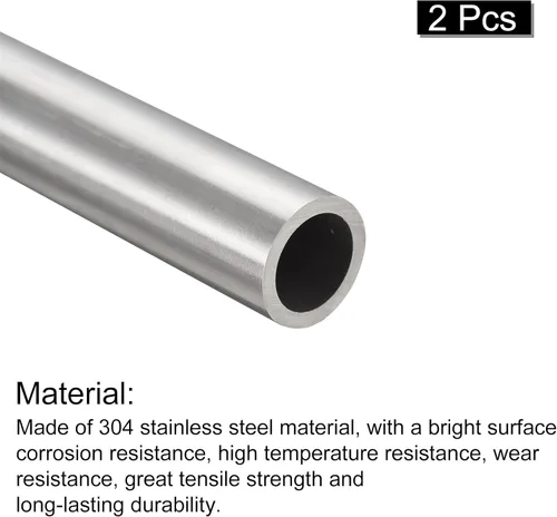 Miniatura 53 de uxcell Tubo de acero inoxidable 304, diámetro exterior de 34 mm x 1,5 mm de espesor de pared, 300 mm de longitud de tubería metálica para maquinaria