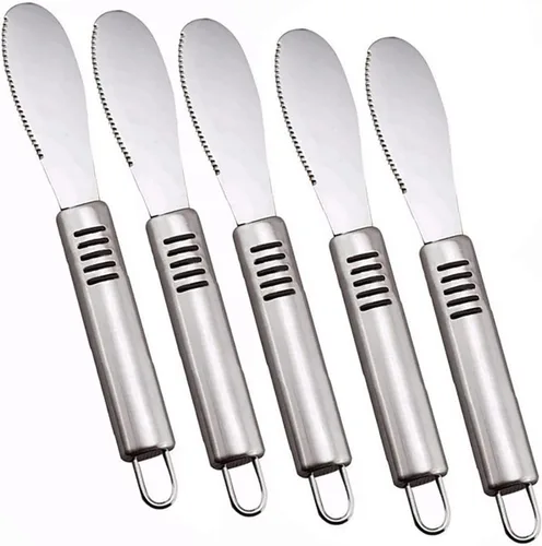 5 cuchillos esparcidores de mantequilla de acero inoxidable, borde recto, esparcidor de mantequilla de 8.4 pulgadas de ancho, juego de cuchillos de