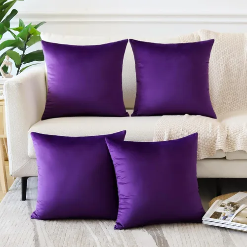 Miniatura 13 de OTOSTAR Juego de 4 fundas de almohada decorativas de terciopelo suave, fundas de cojín lumbares sólidas, fundas de cojín lujosas para sofá