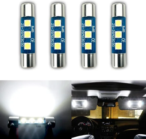 iBrightstar bombillas LED extremadamente brillantes 9-30V 29 mm 6614 F 6612 F para espejo de tocador interior del coche, luces para parasol, blanco