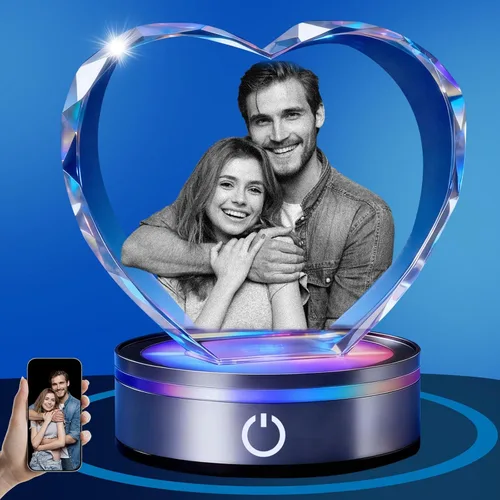 Miniatura 10 de Foto de cristal 3D personalizada, regalos de fotos de Navidad personalizados para mujeres, esposa, mamá, papá, ella, él Foto láser grabada al