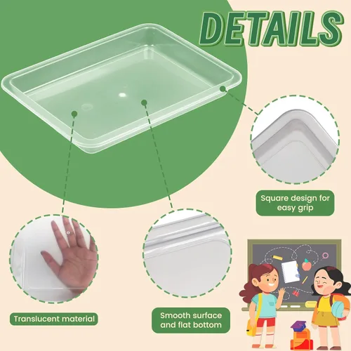 Miniatura 3 de 10 bandejas de arte de plástico para actividades, bandeja apilable para manualidades, bandeja de almacenamiento plana, bandeja organizadora