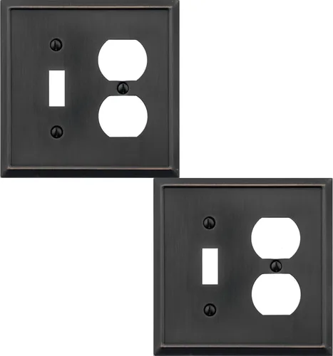 Miniatura 14 de OKAWYC Cubierta de Interruptor de Luz de Palanca Individual Aria Placa de Pared Metálica, Paquete de 4 Bronce Envejecido 1 Gang, Cubierta