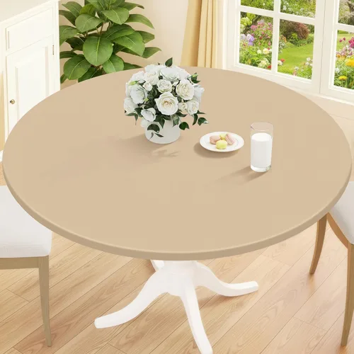 Miniatura 57 de Smiry Mantel redondo de pícnic, fundas de mesa elásticas impermeables para mesas de 18 a 24 pulgadas, manteles de vinilo con parte trasera