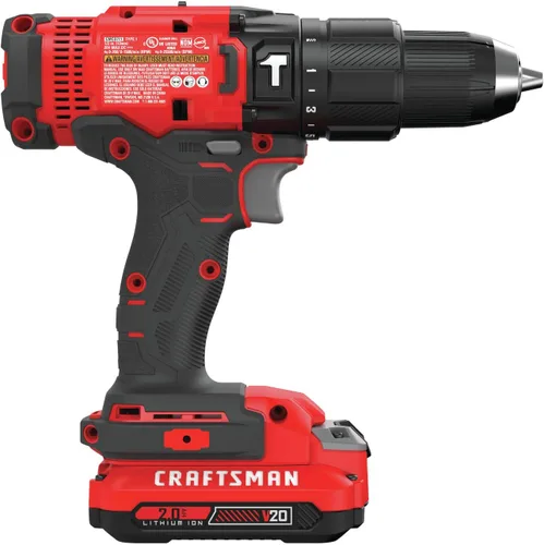 Miniatura 9 de CRAFTSMAN V20 Kit de taladro de martillo inalámbrico, 1/2 pulgada, 2 baterías y cargador incluidos (CMCD711C2)