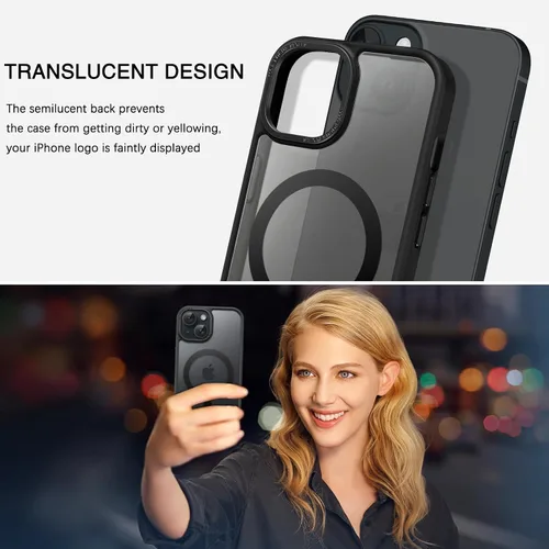 Miniatura 4 de BENTOBEN Compatible con iPhone 15 Plus, Funda de teléfono magnética translúcida mate delgada a prueba de golpes [Compatible con MagSafe] Funda