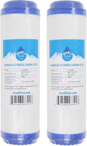 Paquete de 2 piezas de repuesto para filtro de carbón activado granular OmniFIlter U25, cartucho universal de 10 pulgadas compatible con unidad de