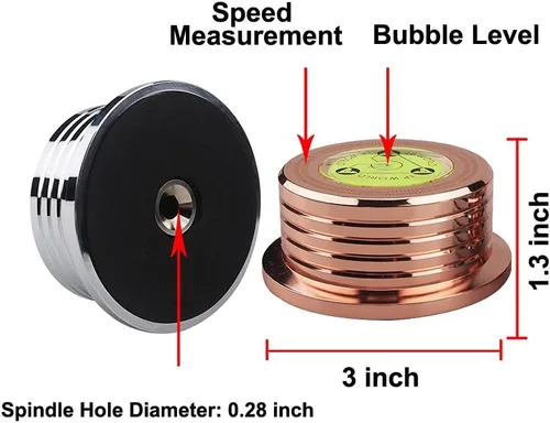 Miniatura 4 de Peso récord, nivel de tocadiscos de 60 Hz, HiFi de 9.5 onzas, disco estroboscópico 3 en 1, estabilizador de disco de 45 RPM con nivel de burbuja