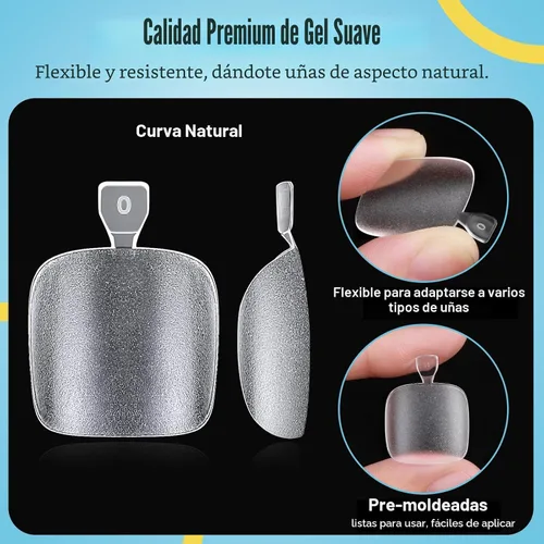 Miniatura 9 de SINOKAME - Uñas postizas transparentes a presión cortas con kit de pegamento para uñas, puntas de uñas postizas pintables mate, para camas de uñas