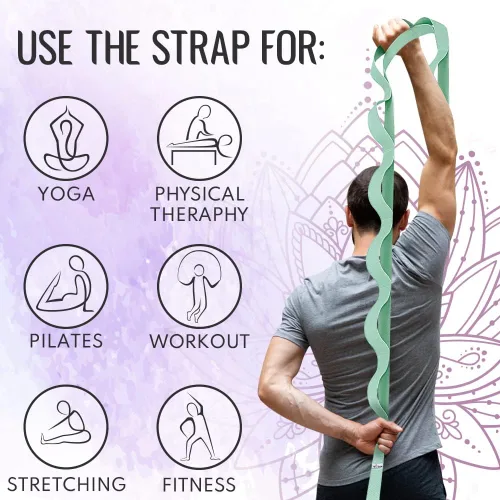 Miniatura 7 de TECEUM Stretching Strap for Yoga & Physical Therapy – 10 Loops – Non-elastic Leg Stretch Straps for Stretching, Exercising, Pilates, Post-injury