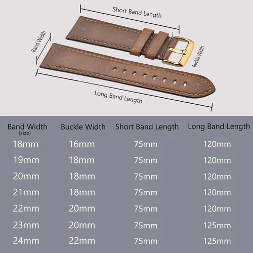 Miniatura 6 de BISONSTRAP Correa de reloj de cuero de 0.709 in, 0.748 in, 0.787 in, 0.827 in, 0.866 in, 0.906 in, 0.945 in, correas de reloj antiguas para hombres