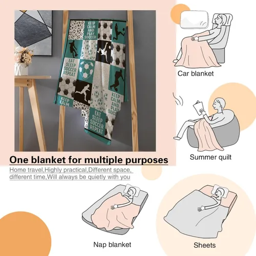 Miniatura 16 de Manta de fútbol para niñas, regalos de fútbol para niñas y niños, manta de franela de forro polar suave y cálida para niñas, regalos de fútbol