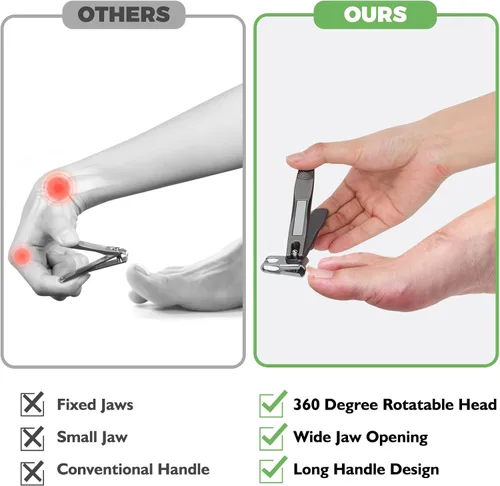 Miniatura 6 de Cortauñas para personas mayores con uñas gruesas, cortauñas de cabeza angular grandes para uñas gruesas para hombres, cortauñas resistentes