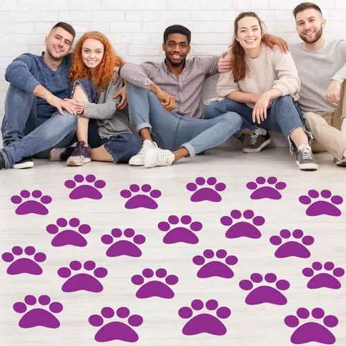 Miniatura 13 de ReliThick 30 Piezas Calcomanías de Suelo con Huellas de Patas 7.5" Huellas de Patas Grandes Adhesivo de Pared Autoadhesivo Calcomanía de Suelo