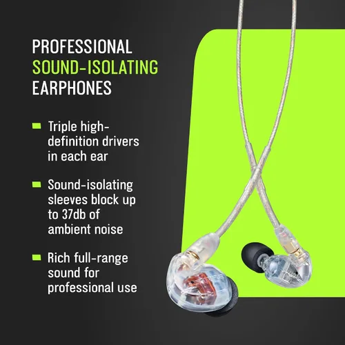 Miniatura 3 de Shure SE535-CL Auriculares Profesionales con Aislamiento de Sonido, Sonido de Alta Definición + Graves Naturales, Tres Drivers, Ajuste Intrauditivo