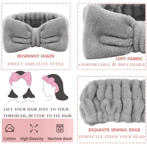Miniatura 5 de 6 diademas de spa, muñequeras para lavar la cara, muñequeras para lavar la cara, muñequeras para el cabello, para mujeres y niñas, maquillaje