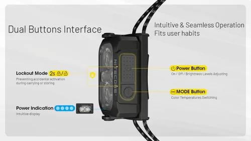 Miniatura 6 de Nitecore NU25 MCT UL - Linterna frontal ultraligera de 400 lúmenes y banco de energía de 10000 mAh, USB-C recargable para campamento, mochileros