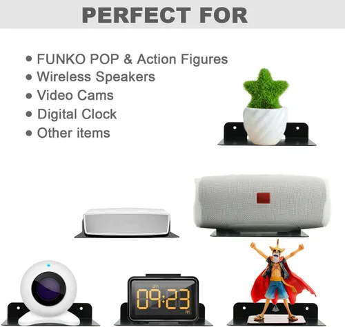 Miniatura 5 de Soporte de altavoz pequeño para estante flotante, estante de pared pequeño de 6 pulgadas, soporte de altavoz de metal para cámara web de seguridad