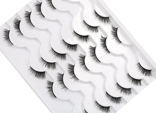 Miniatura 339 de Pooplunch - Pestañas postizas finas de visón sintético, estilo ojo de gato, naturales, cruzadas, tipo racimo, efecto 8D de volumen, tiras