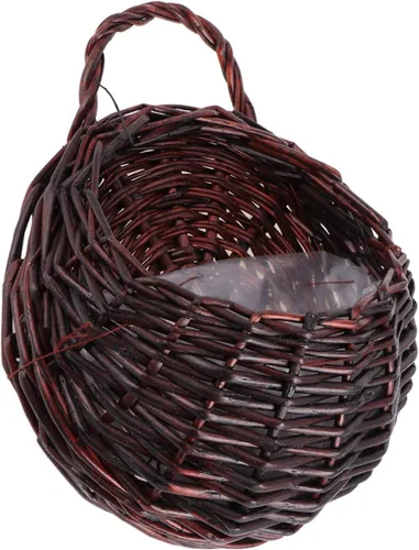 Cesta colgante tejida hecha a mano de mimbre natural Haning cesta de almacenamiento para decoración de pared de boda café