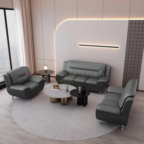 Container Furniture - Silla de piel sintética de estilo moderno, sofá biplaza y sofá con reposabrazos en la parte superior de almohada extra