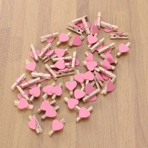 Miniatura 7 de NUOBESTY 50pcs mini pinzas de madera con corazones para boda, decoración del día de San Valentín