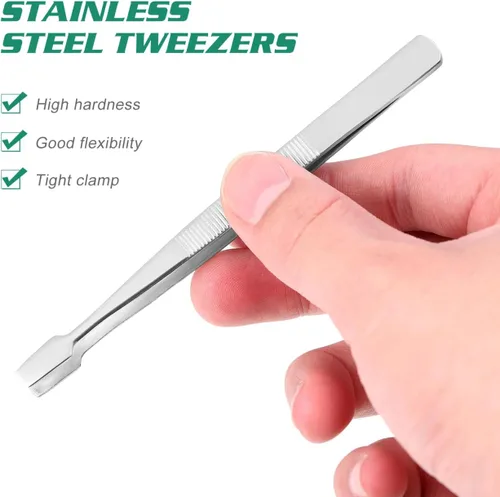 Miniatura 6 de Paquete de 2 pinzas para sellos de acero inoxidable, herramientas filatelicas de 4.3 pulgadas para coleccionistas, punta plana, antideslizantes