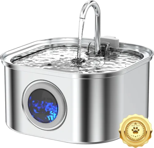 Miniatura 11 de Fuente de agua para gatos de acero inoxidable, fuente para gatos de 74 oz/2.2 L con bomba silenciosa, dispensador automático de agua para mascotas