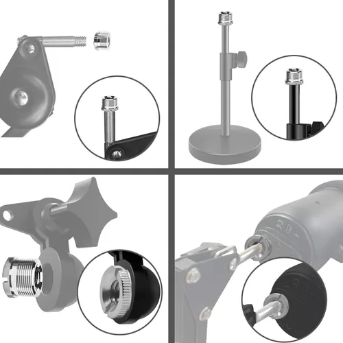 Miniatura 4 de Adaptador de tornillo de micrófono moleteado macho de 5/8 pulgadas a hembra de 3/8 pulgadas para soporte de micrófono de micrófono de 4 piezas